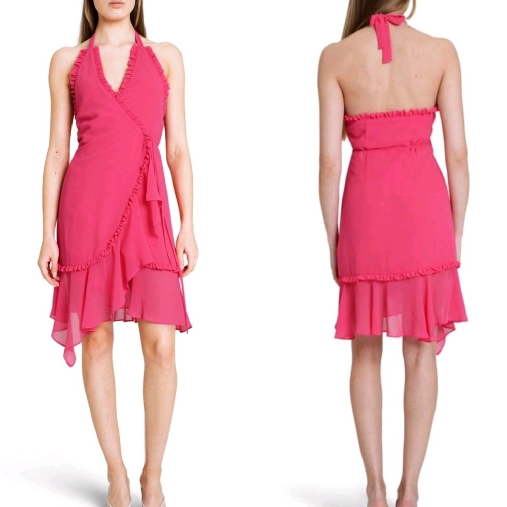 Pink Ruffle Wrap Dress